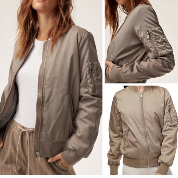 Babaton Jackets & Blazers - Babaton Bomber in Taupe/Champagne Colour